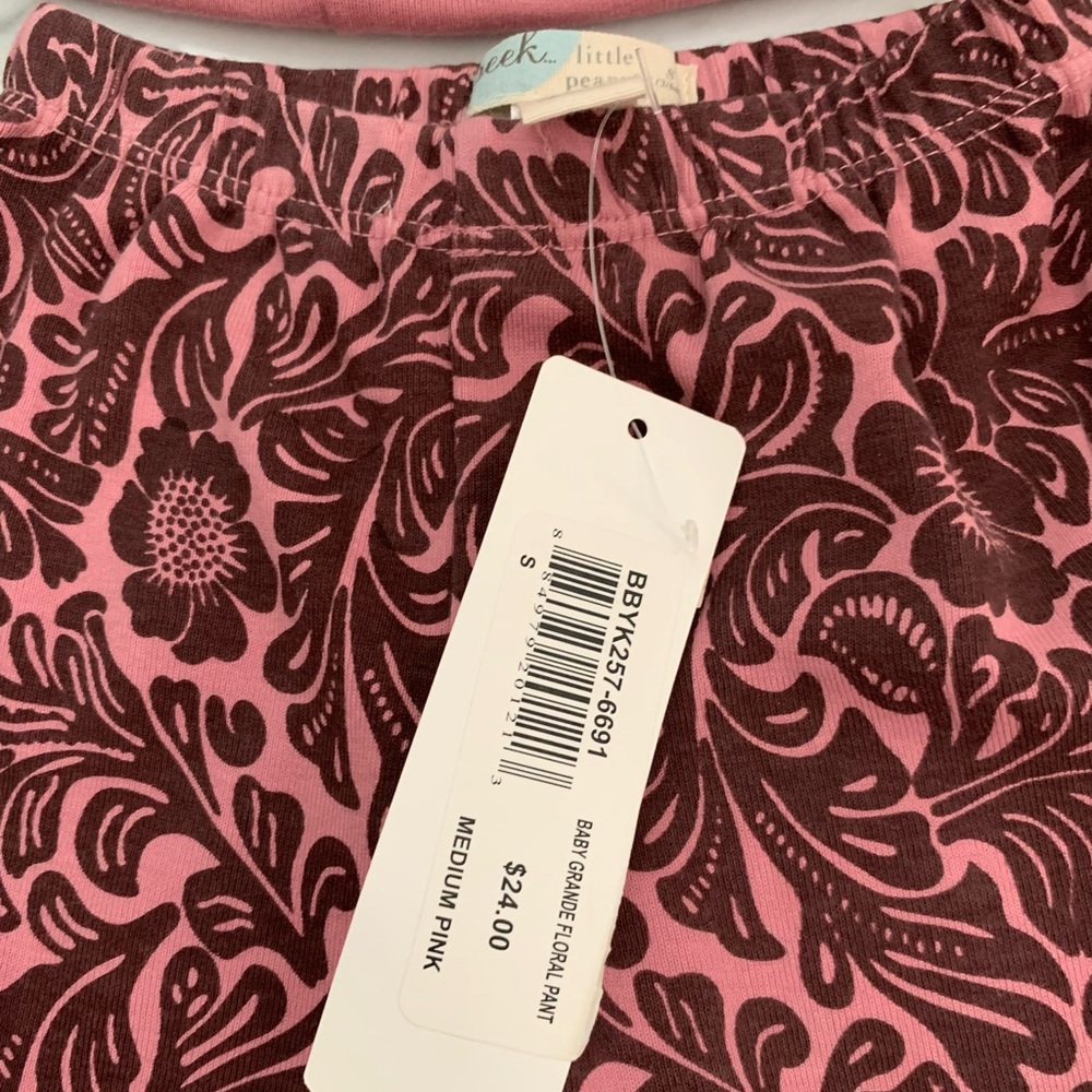 Peek Girls Pink and Brown Damask Bundle, Size 3-6 months Dress, 2 Pants & Hat - Picture 11 of 11
